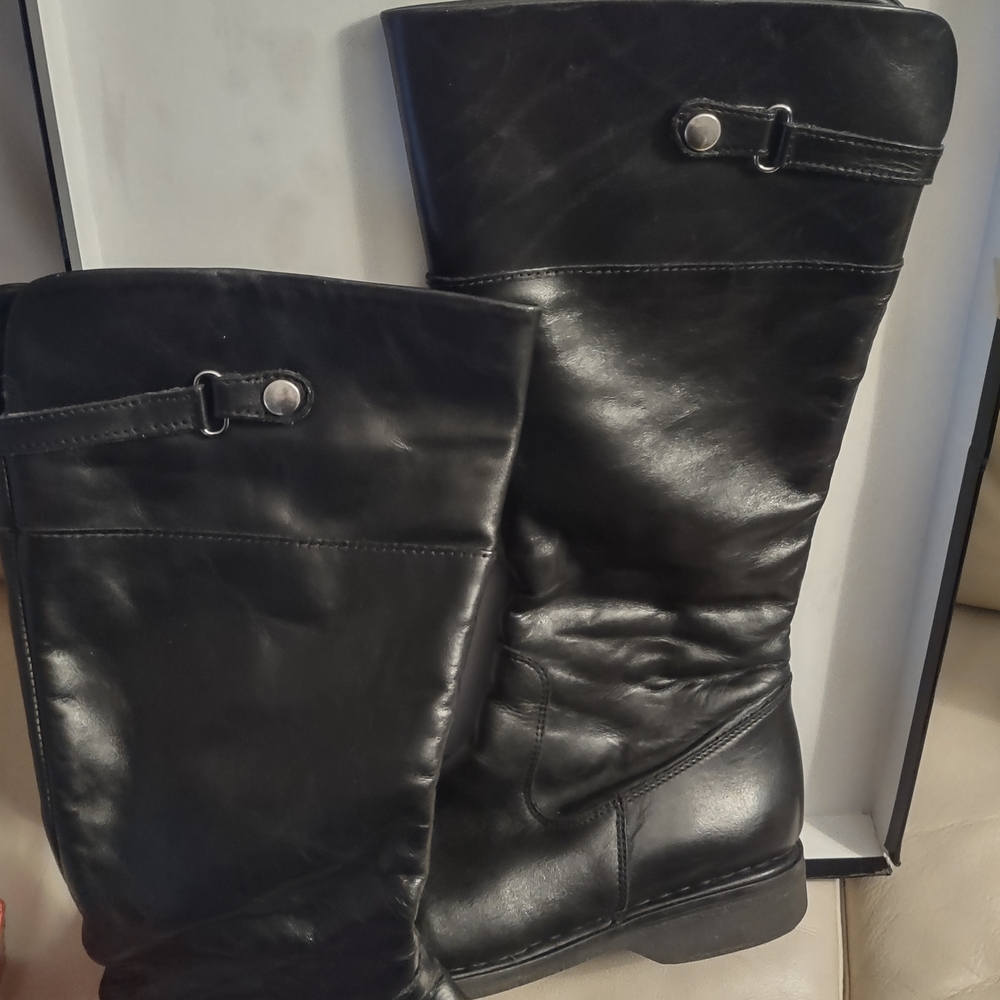 Black Leather Knee-High Boots